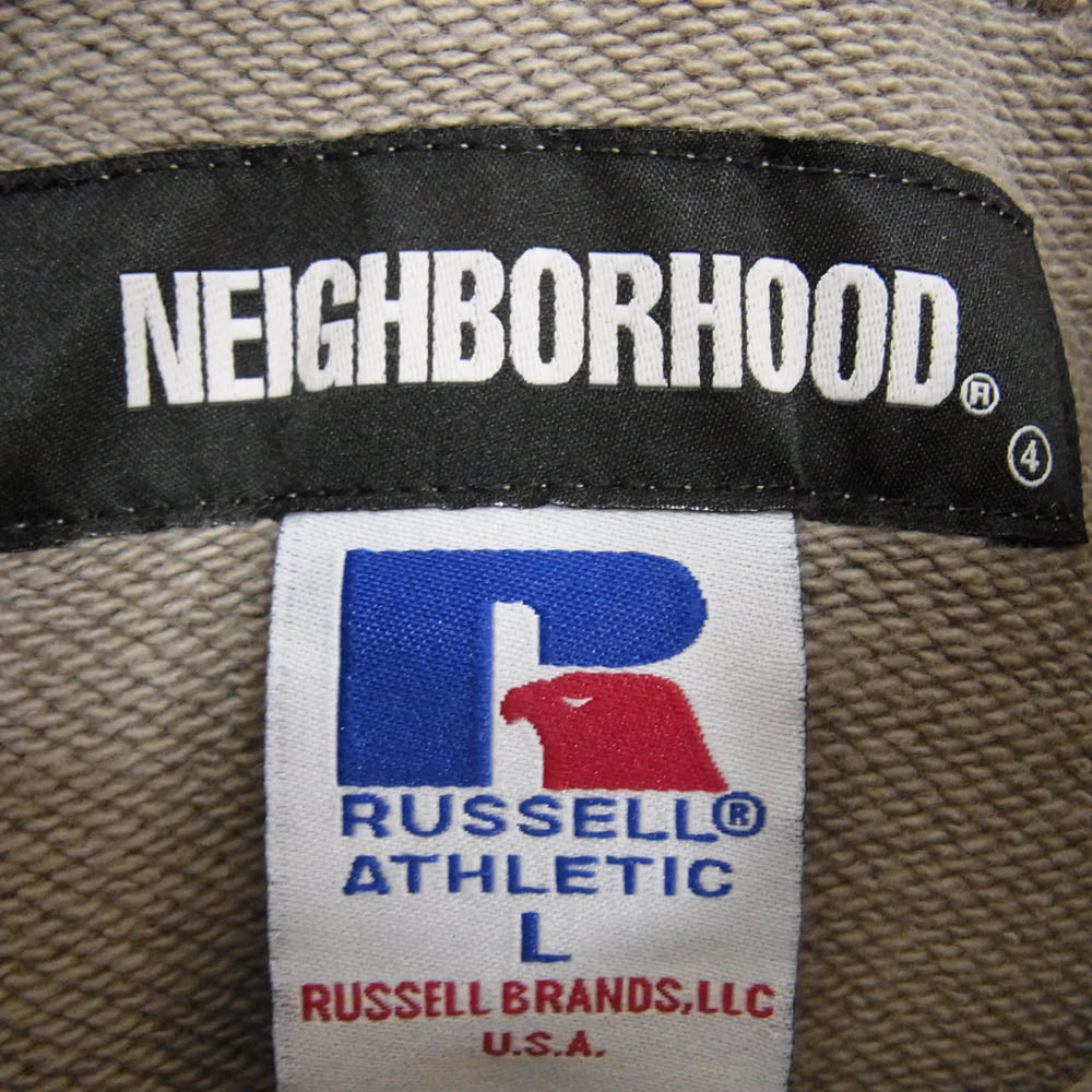 NEIGHBORHOOD ネイバーフッド 22SS 221XRRUN-CSM02 x RUSSELL ATHLETIC ラッセル アスレティック プルオーバ― パーカー グレーカーキ系 L【中古】