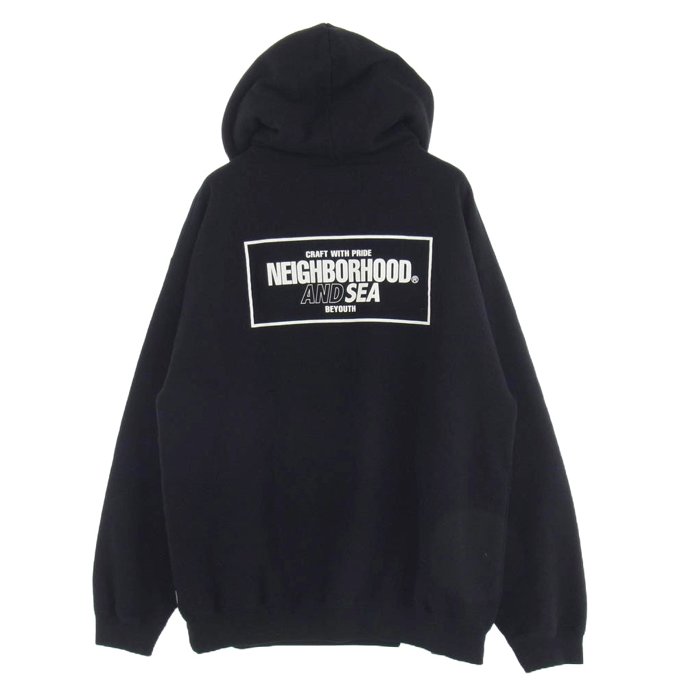 NEIGHBORHOOD ネイバーフッド 23SS 231UWWSN-CSM02S × WIND AND SEA SWEATPARKA LS ウィンダンシー ロゴ プリント フーディー パーカー ブラック系 XL【中古】