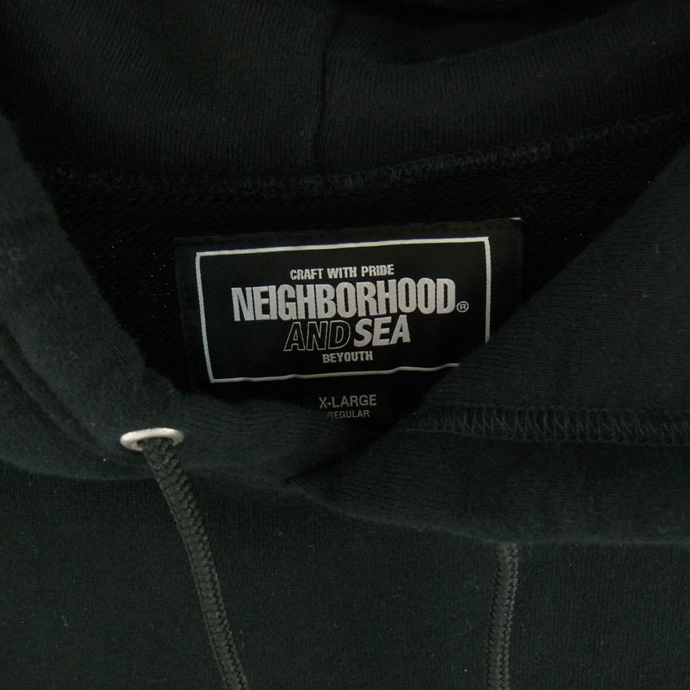 NEIGHBORHOOD ネイバーフッド 23SS 231UWWSN-CSM02S × WIND AND SEA SWEATPARKA LS ウィンダンシー ロゴ プリント フーディー パーカー ブラック系 XL【中古】