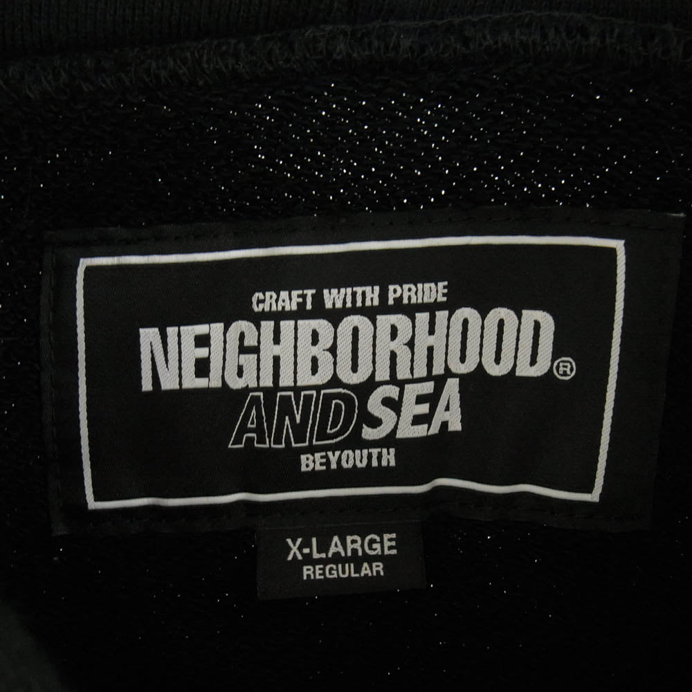 NEIGHBORHOOD ネイバーフッド 23SS 231UWWSN-CSM02S × WIND AND SEA SWEATPARKA LS ウィンダンシー ロゴ プリント フーディー パーカー ブラック系 XL【中古】