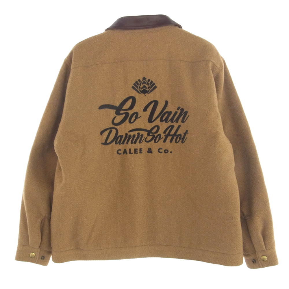 CALEE キャリー 21AW Embroidery leather collar wool sports type jacket レザー カラー ウール ジャケット 刺? 裏地キルティング ブラウン系 X【中古】
