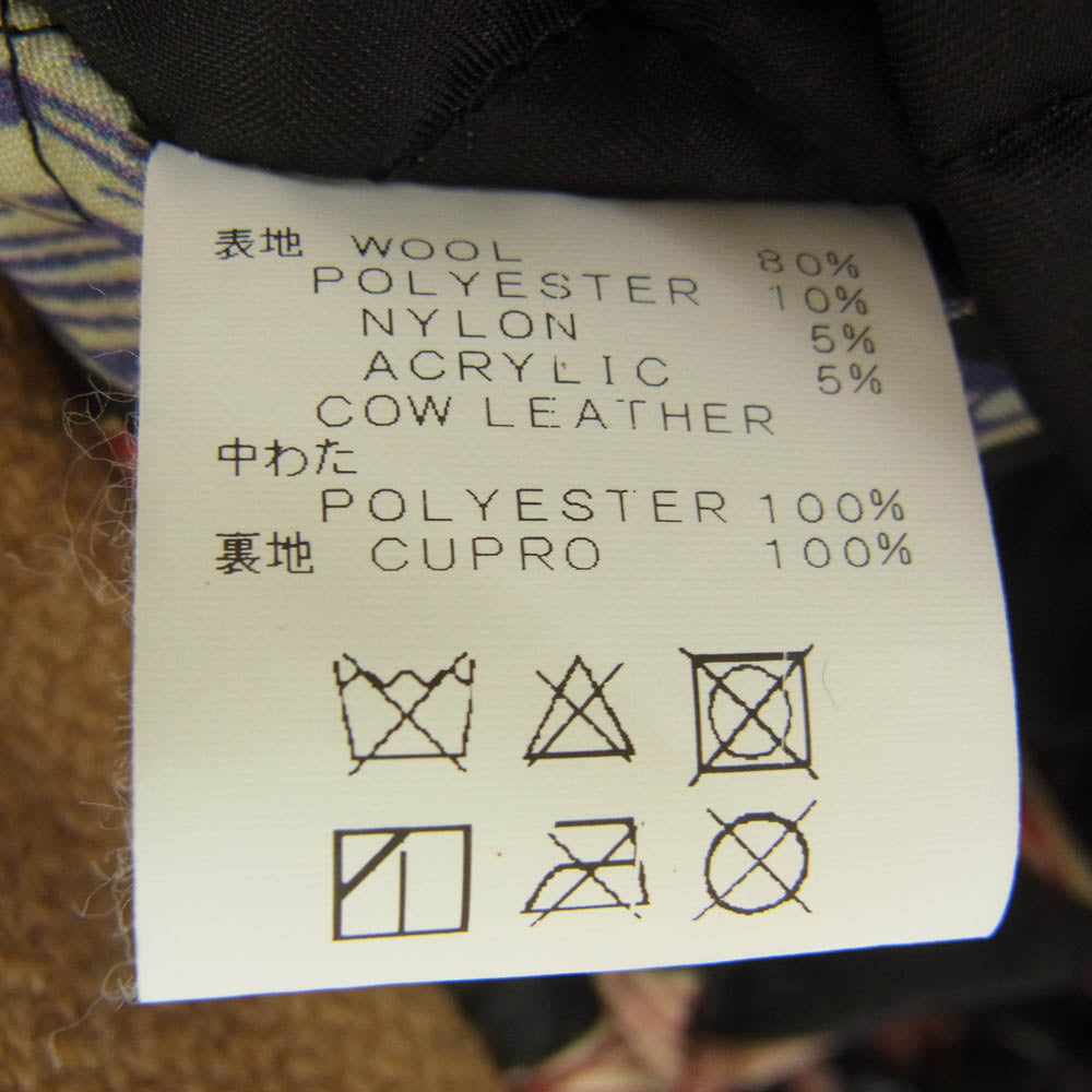 CALEE キャリー 21AW Embroidery leather collar wool sports type jacket レザー カラー ウール ジャケット 刺? 裏地キルティング ブラウン系 X【中古】