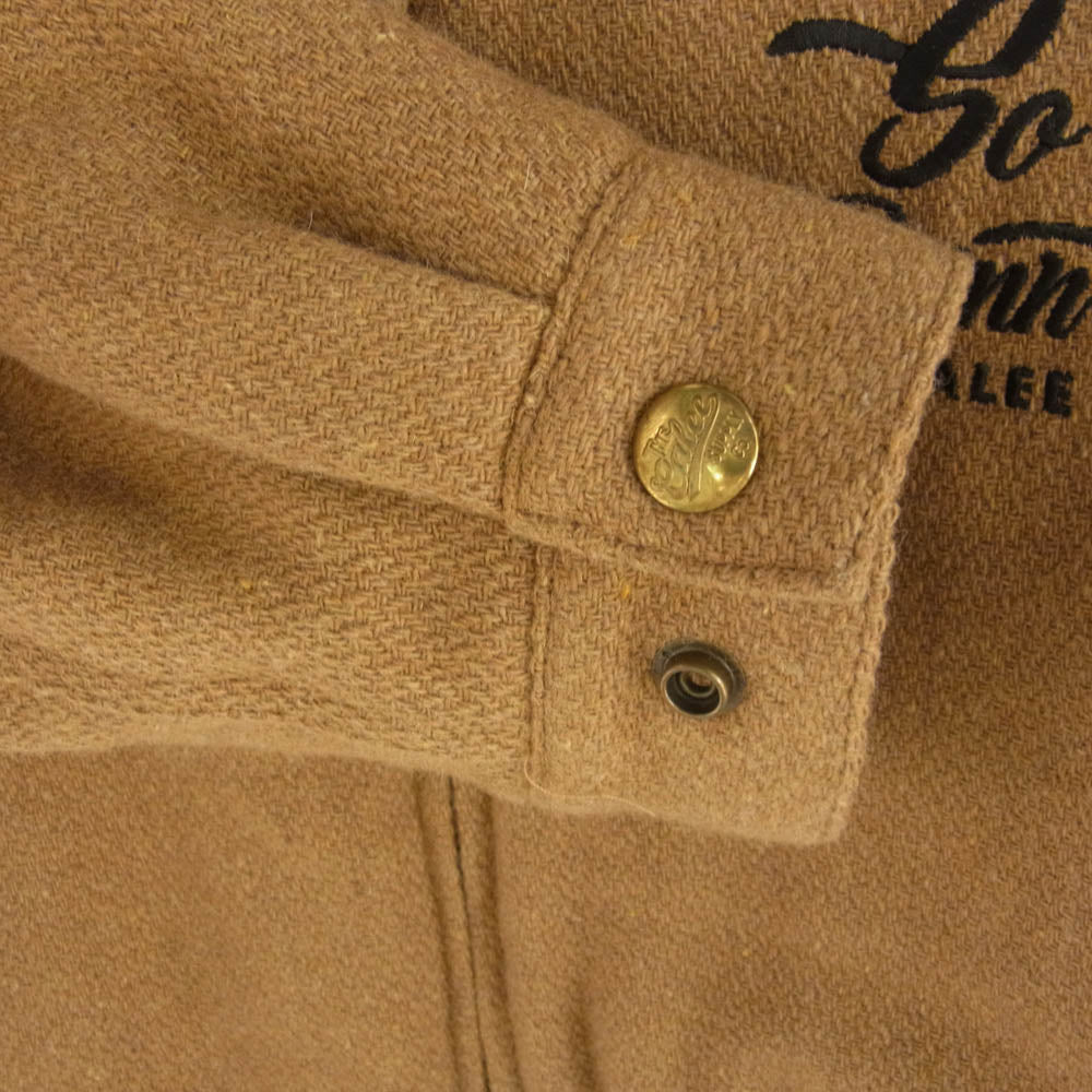 CALEE キャリー 21AW Embroidery leather collar wool sports type jacket レザー カラー ウール ジャケット 刺? 裏地キルティング ブラウン系 X【中古】