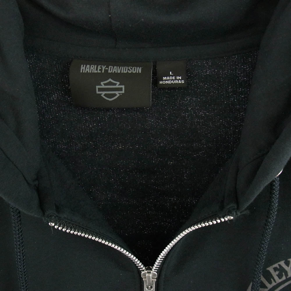 HARLEY DAVIDSON ハーレーダビッドソン WillieG スカル ジップ アップ フーディー パーカー ブラック系 L【中古】