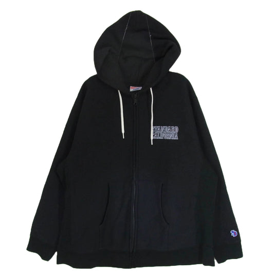 STANDARD CALIFORNIA スタンダードカリフォルニア ワンポイント ロゴ ジップ パーカー ブラック系 XL【中古】