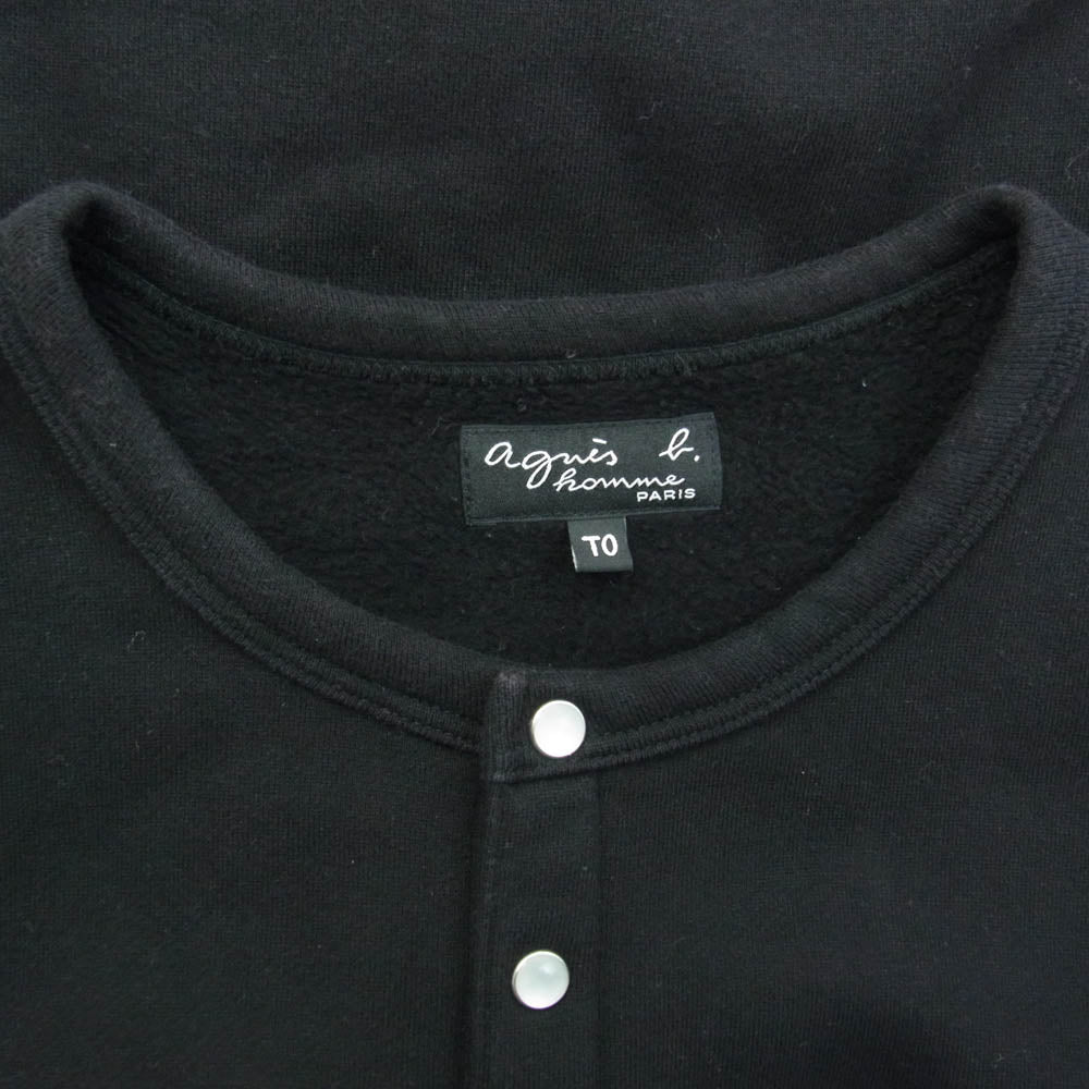 agnes b. アニエスベー ET84M001 スナップボタン コットン カーディガン 裏地ボア ブラック系【中古】