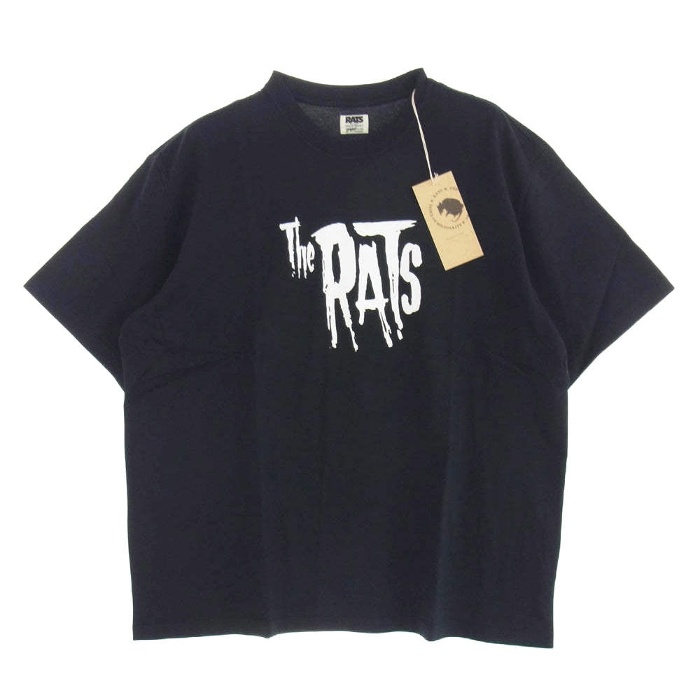 RATS ラッツ 23 RT-0607 The RATS TEE ロゴプリント クルーネック 半袖 Tシャツ ブラック系 XL【新古品】【未使用】【中古】