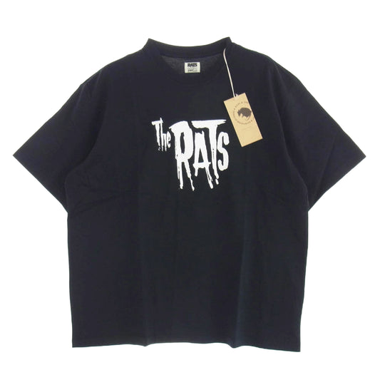 RATS ラッツ 23 RT-0607 The RATS TEE ロゴプリント クルーネック 半袖 Tシャツ ブラック系 XL【新古品】【未使用】【中古】