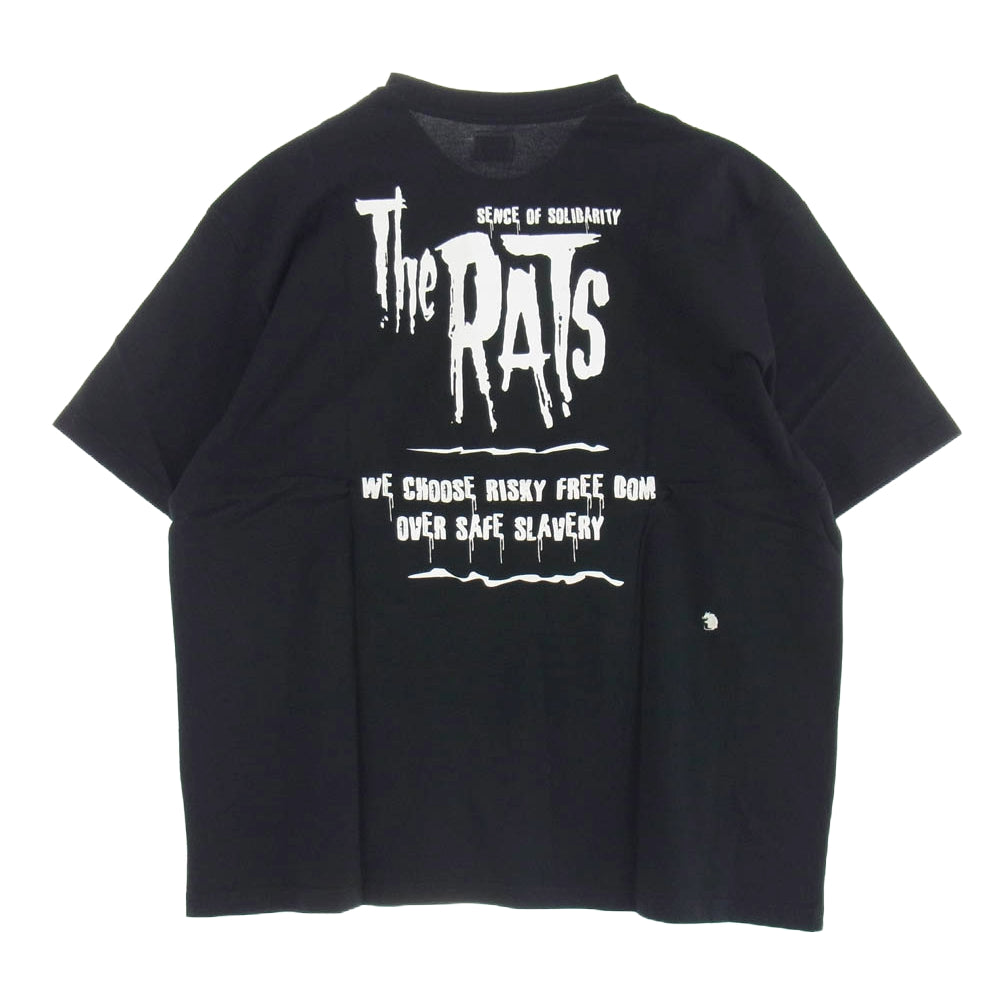 RATS ラッツ 23 RT-0607 The RATS TEE ロゴプリント クルーネック 半袖 Tシャツ ブラック系 XL【新古品】【未使用】【中古】