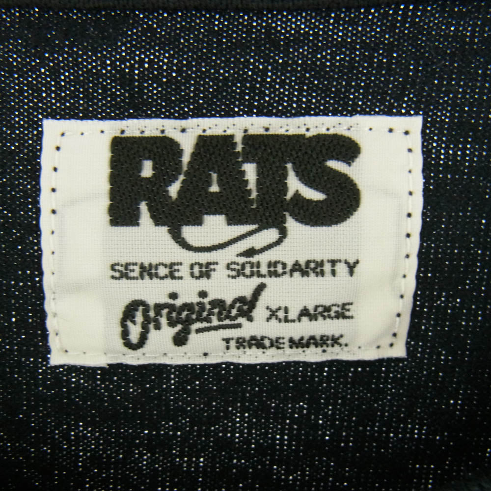 RATS ラッツ 23 RT-0607 The RATS TEE ロゴプリント クルーネック 半袖 Tシャツ ブラック系 XL【新古品】【未使用】【中古】