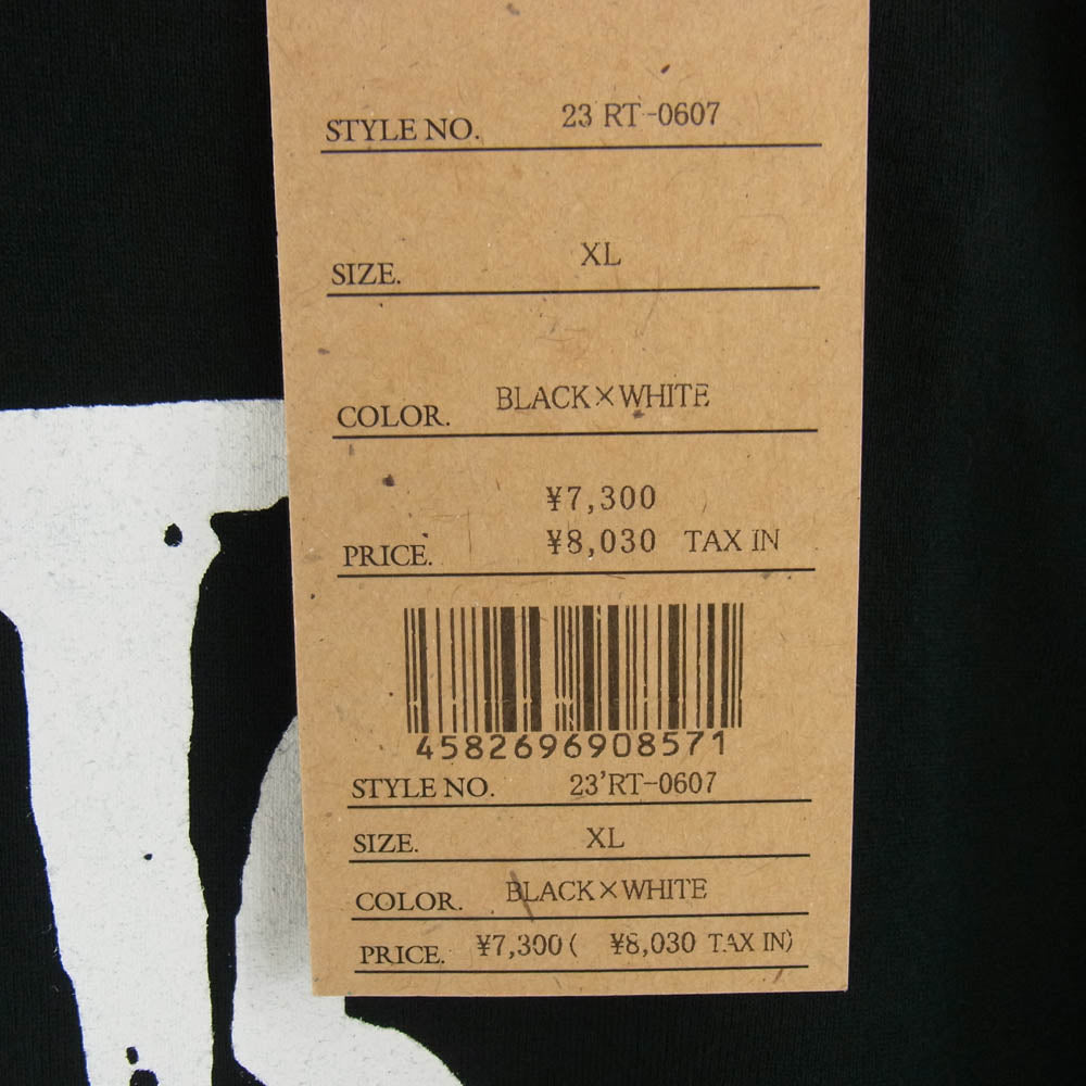 RATS ラッツ 23 RT-0607 The RATS TEE ロゴプリント クルーネック 半袖 Tシャツ ブラック系 XL【新古品】【未使用】【中古】