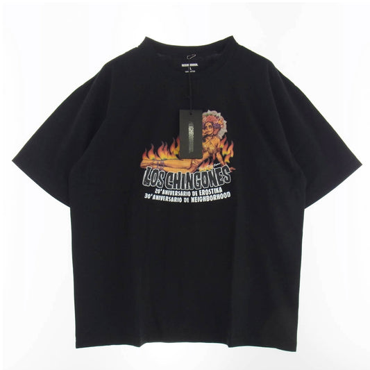 NEIGHBORHOOD ネイバーフッド 24SS 241PC51N-ST02S × EROSTIKA TEE SS-2 エロスティカ グラフィックプリント クルーネック コットン 半袖 Tシャツ カットソー ブラック系 XL【新古品】【未使用】【中古】