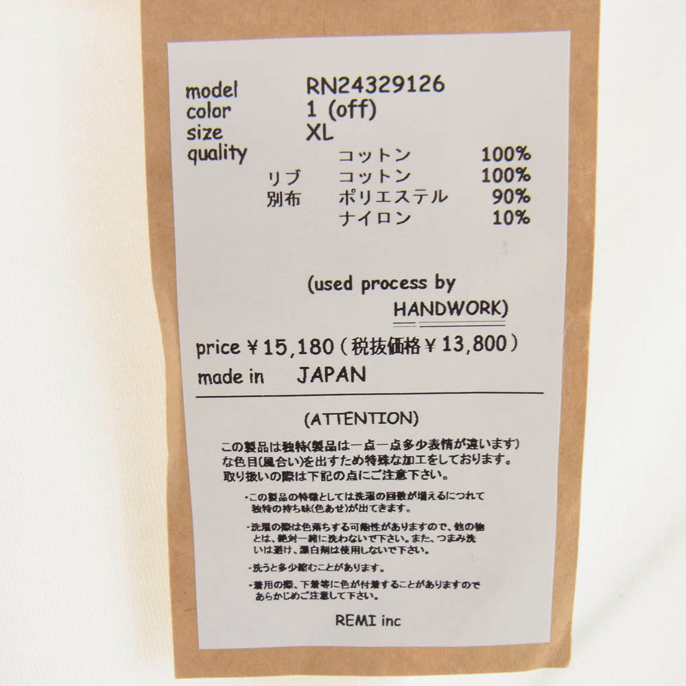 REMI RELIEF レミレリーフ RN24329126 レイヤード 半袖 Tシャツ ホワイト系 XL【中古】