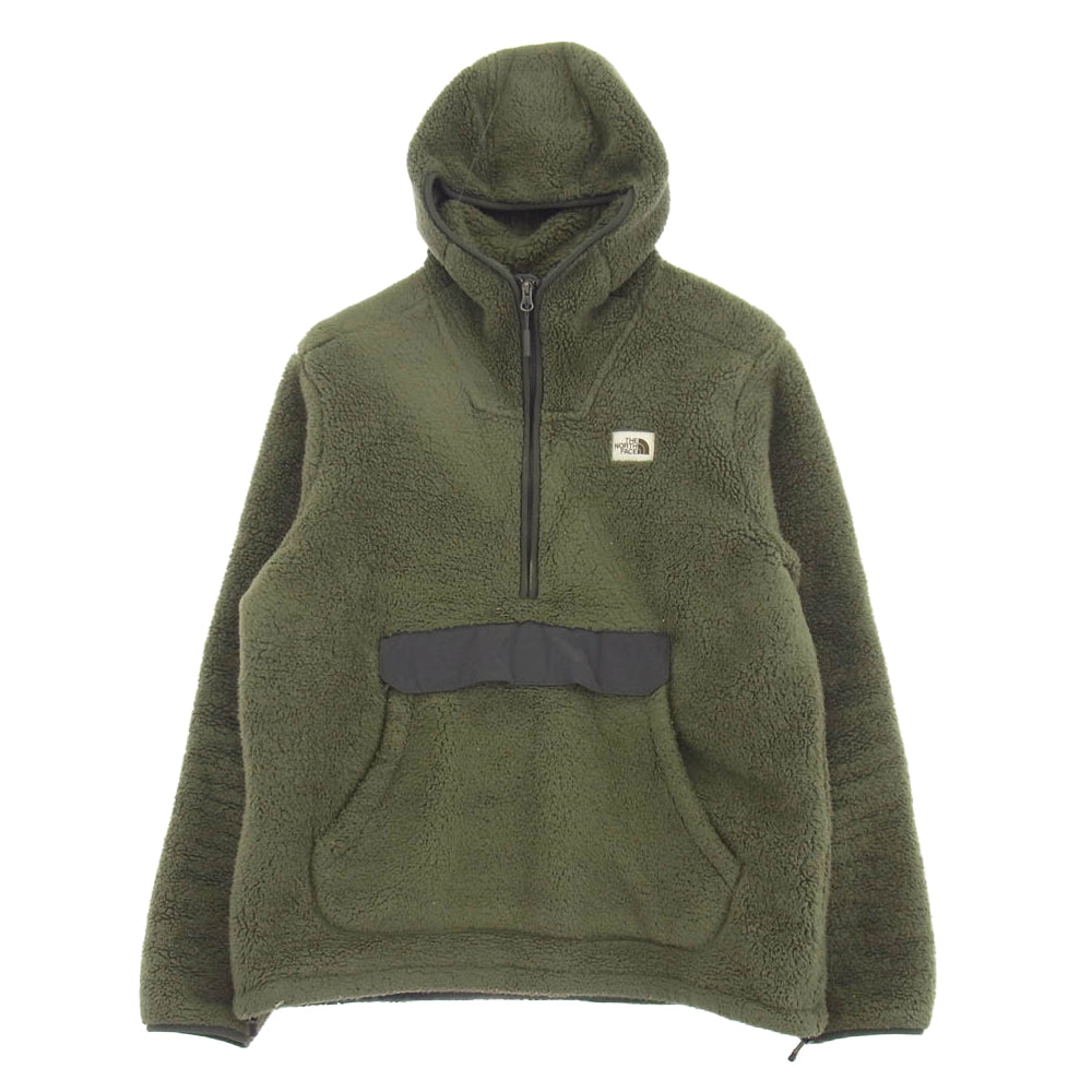 THE NORTH FACE ノースフェイス NF0A3YRS CAMPSHIRE PULLOVER HOODIES シェルパ フリース プルオーバー フーディ フリース ジャケット カーキ系 L【中古】