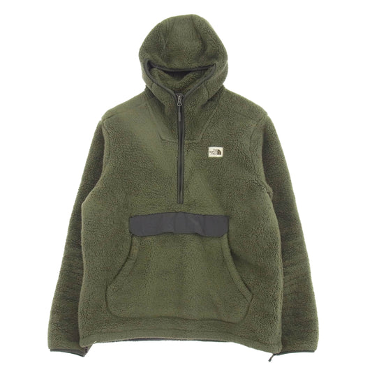 THE NORTH FACE ノースフェイス NF0A3YRS CAMPSHIRE PULLOVER HOODIES シェルパ フリース プルオーバー フーディ フリース ジャケット カーキ系 L【中古】