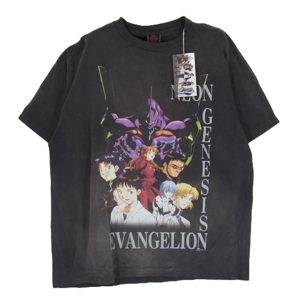 SAINT MICHAEL セントマイケル 24SS SM-YS8-0000-C24 EV_SS TEE/NEON GNSIS/BLACK EVANGELION エヴァンゲリオン ヴィンテージ加工 プリント 半袖 クルーネック Tシャツ ブラック系 XL【新古品】【未使用】【中古】