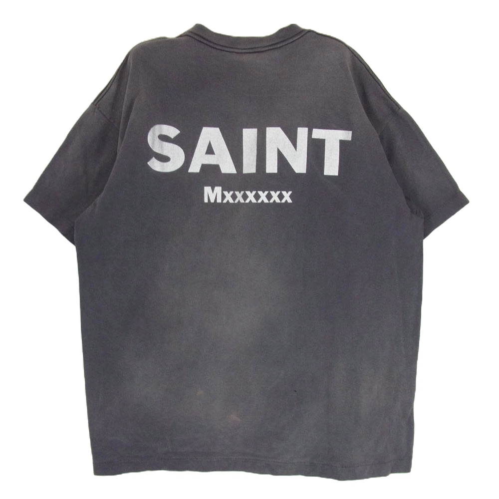 SAINT MICHAEL セントマイケル 24SS SM-YS8-0000-C24 EV_SS TEE/NEON GNSIS/BLACK EVANGELION エヴァンゲリオン ヴィンテージ加工 プリント 半袖 クルーネック Tシャツ ブラック系 XL【新古品】【未使用】【中古】