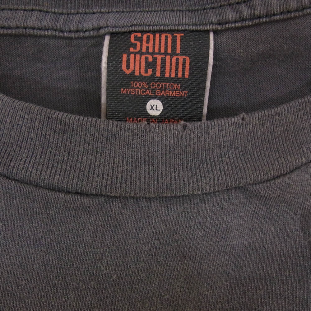 SAINT MICHAEL セントマイケル 24SS SM-YS8-0000-C24 EV_SS TEE/NEON GNSIS/BLACK EVANGELION エヴァンゲリオン ヴィンテージ加工 プリント 半袖 クルーネック Tシャツ ブラック系 XL【新古品】【未使用】【中古】