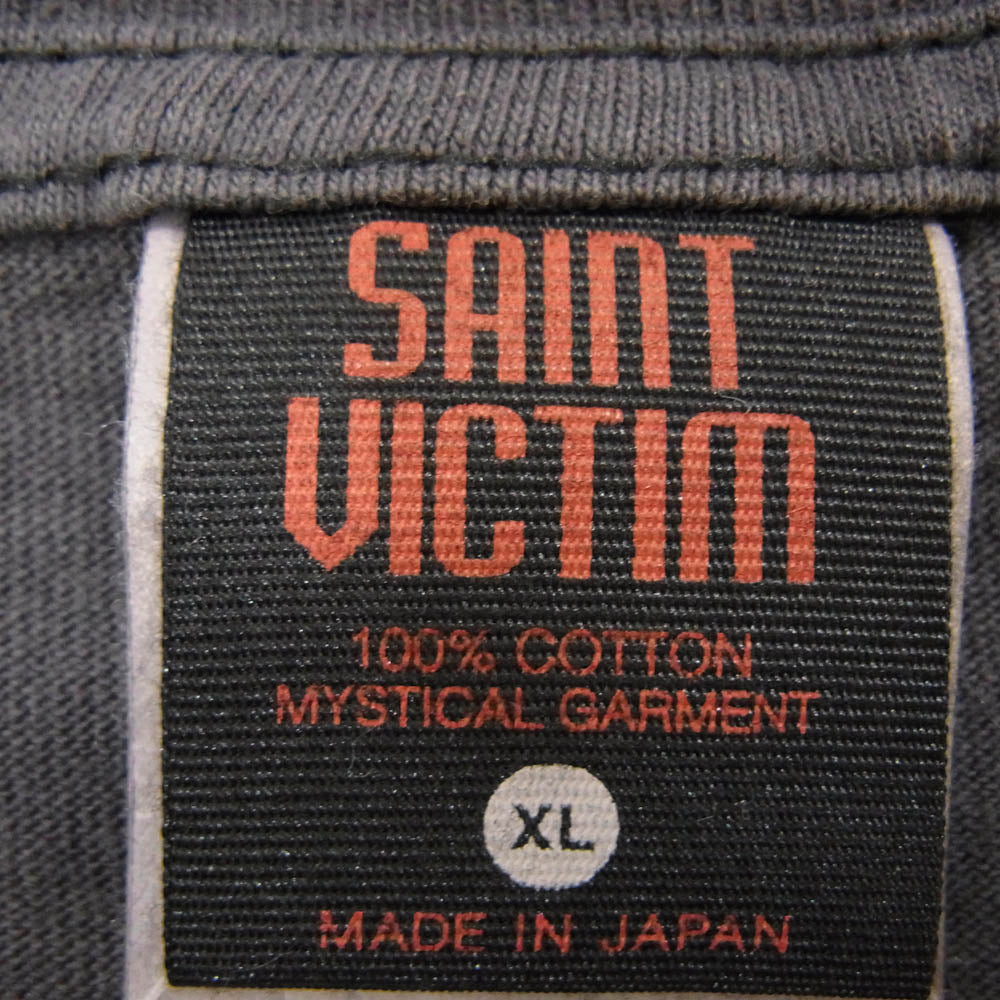 SAINT MICHAEL セントマイケル 24SS SM-YS8-0000-C24 EV_SS TEE/NEON GNSIS/BLACK EVANGELION エヴァンゲリオン ヴィンテージ加工 プリント 半袖 クルーネック Tシャツ ブラック系 XL【新古品】【未使用】【中古】