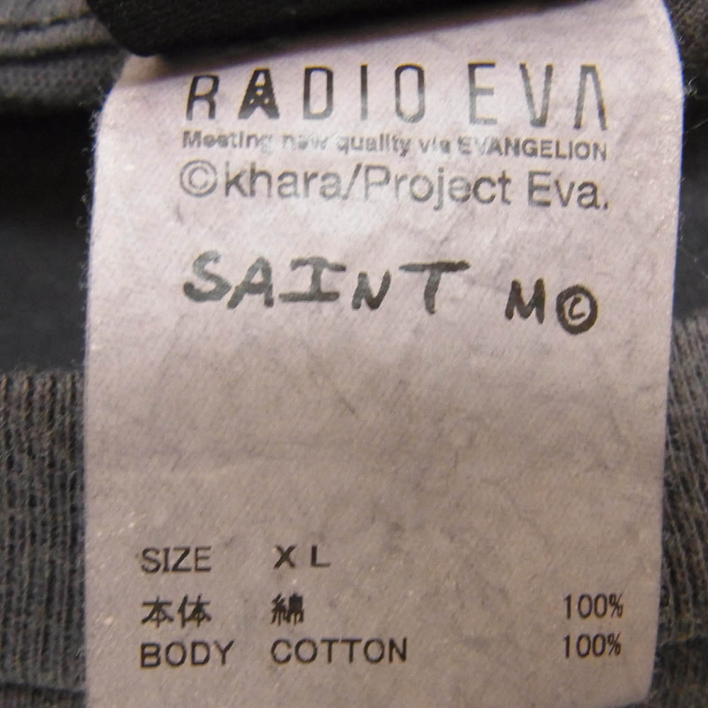 SAINT MICHAEL セントマイケル 24SS SM-YS8-0000-C24 EV_SS TEE/NEON GNSIS/BLACK EVANGELION エヴァンゲリオン ヴィンテージ加工 プリント 半袖 クルーネック Tシャツ ブラック系 XL【新古品】【未使用】【中古】