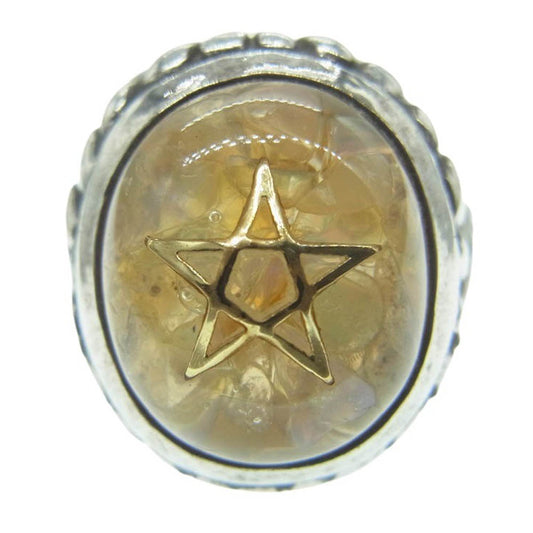 ALEX STREETER アレックスストリーター 2019年限定 ANGEL HEART RING K18スターカスタム オパールファイア エンジェルハート リング シルバー系 イエロー系 8.5号【中古】