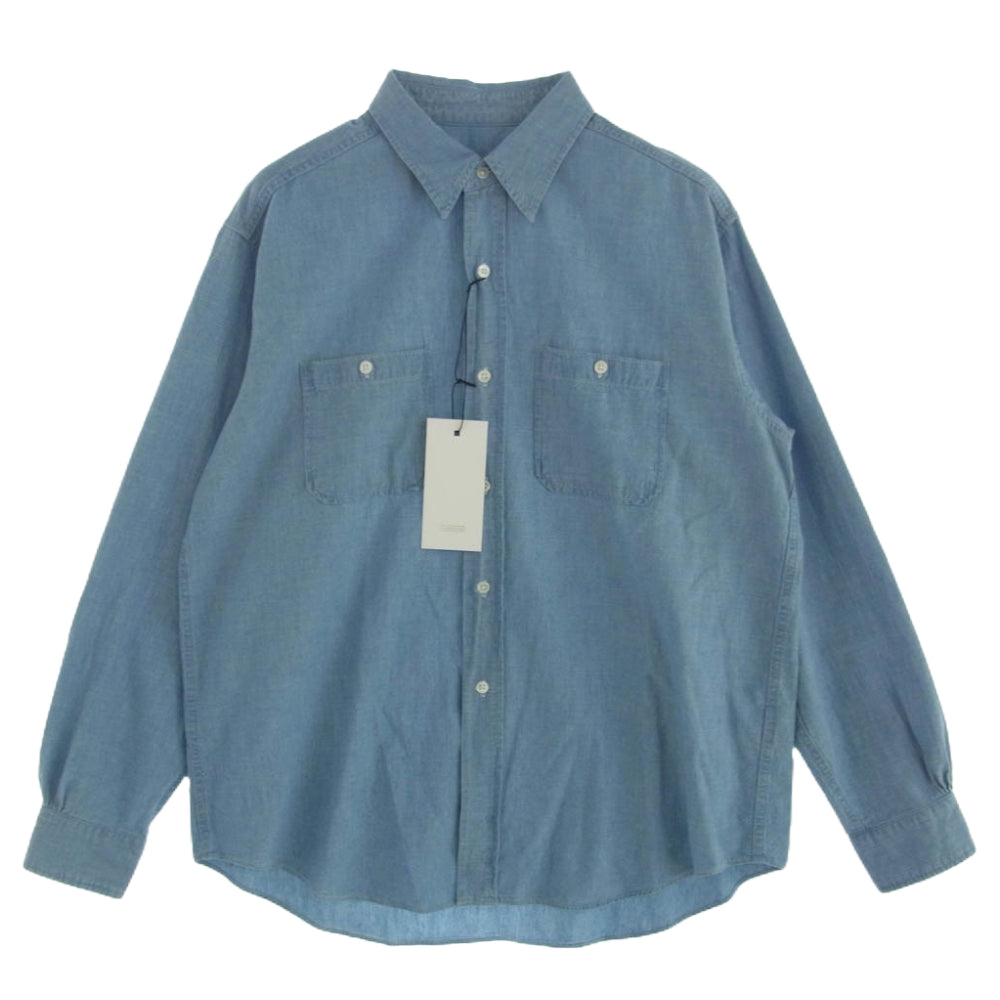 A.PRESSE アプレッセ 23SS 23SAP-02-01H Washed Chambray Shirt ウォッシュド シャンブレー 長袖 シャツ インディゴブルー系 2【新古品】【未使用】【中古】