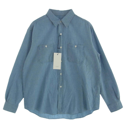 A.PRESSE アプレッセ 23SS 23SAP-02-01H Washed Chambray Shirt ウォッシュド シャンブレー 長袖 シャツ インディゴブルー系 2【新古品】【未使用】【中古】