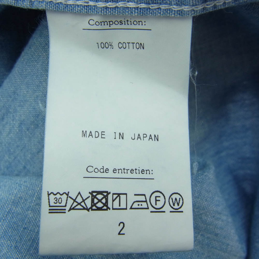A.PRESSE アプレッセ 23SS 23SAP-02-01H Washed Chambray Shirt ウォッシュド シャンブレー 長袖 シャツ インディゴブルー系 2【新古品】【未使用】【中古】
