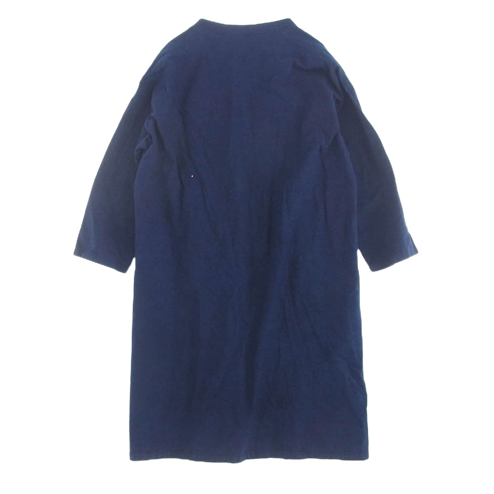 YAECA ヤエカ 049 シャンブレー ノーカラー カーディガン コート インディゴブルー系 M【中古】