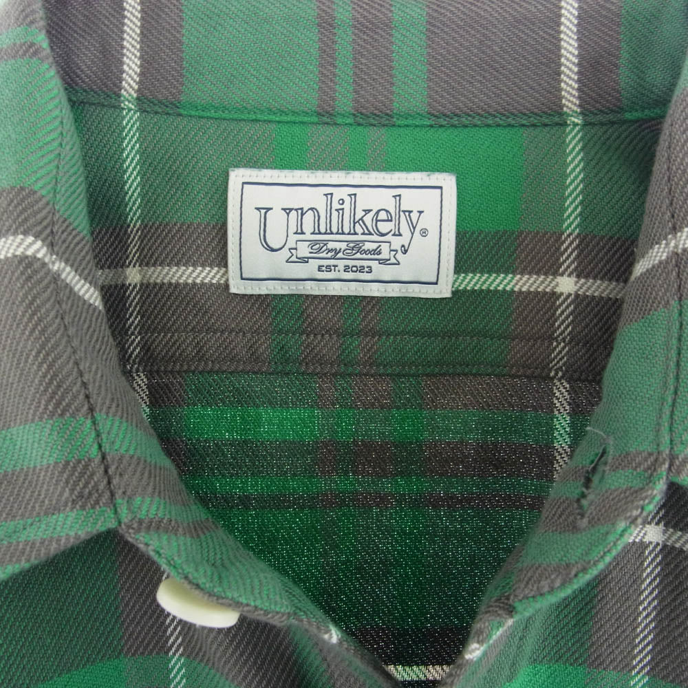 アンライクリー U23F-11-0002 Elbow Patch Flannel Work Shirts エルボーパッチ フランネル ワーク シャツ 長袖 グリーン系 ブラック系 M【新古品】【未使用】【中古】