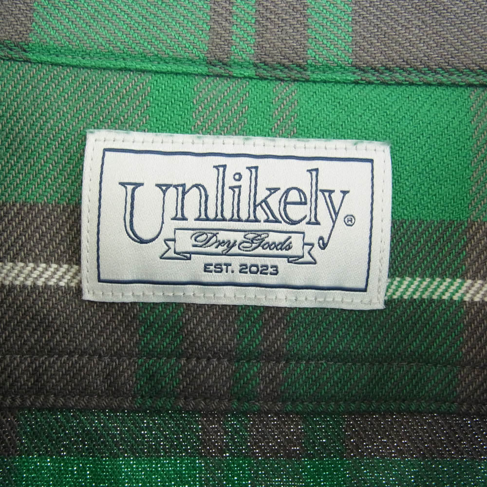アンライクリー U23F-11-0002 Elbow Patch Flannel Work Shirts エルボーパッチ フランネル ワーク シャツ 長袖 グリーン系 ブラック系 M【新古品】【未使用】【中古】