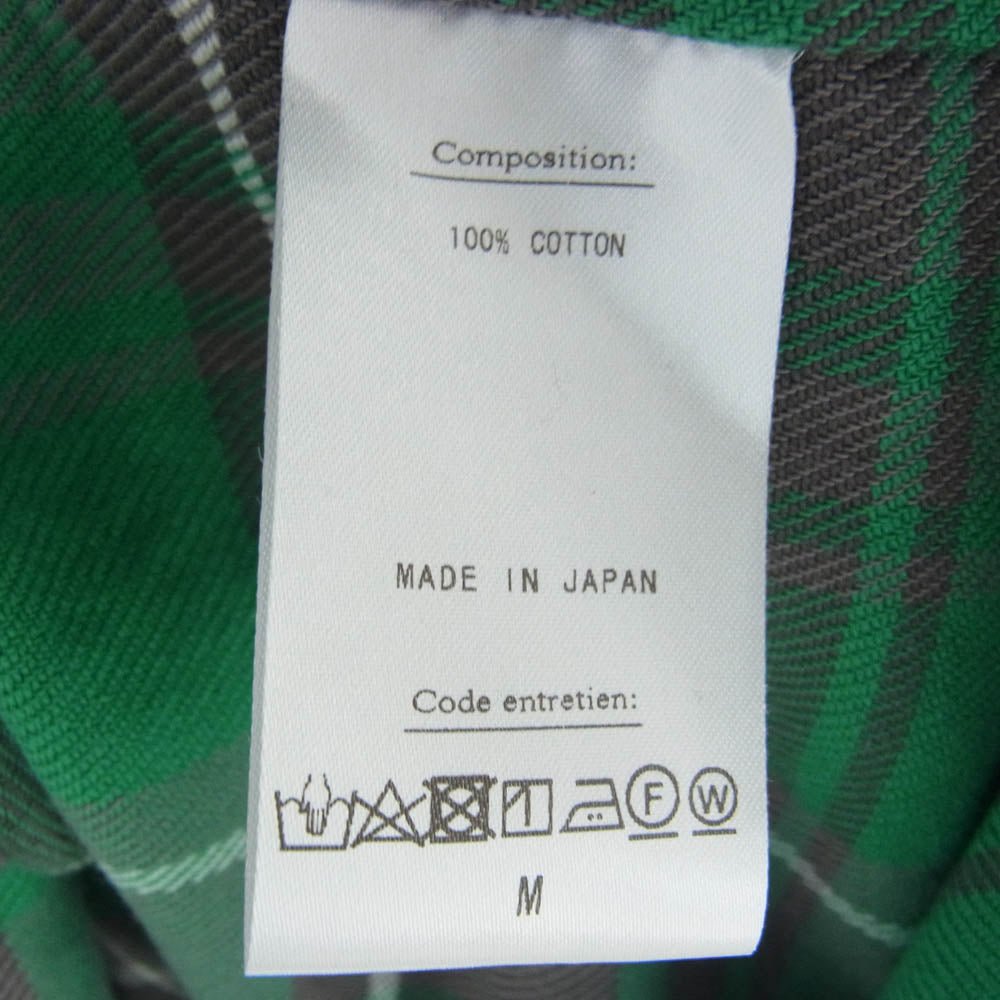 アンライクリー U23F-11-0002 Elbow Patch Flannel Work Shirts エルボーパッチ フランネル ワーク シャツ 長袖 グリーン系 ブラック系 M【新古品】【未使用】【中古】