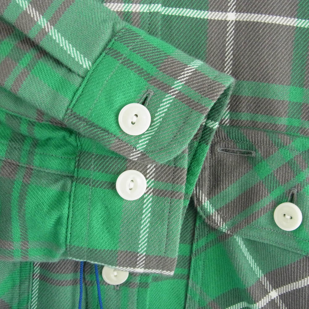 アンライクリー U23F-11-0002 Elbow Patch Flannel Work Shirts エルボーパッチ フランネル ワーク シャツ 長袖 グリーン系 ブラック系 M【新古品】【未使用】【中古】