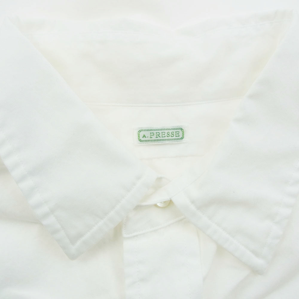 A.PRESSE アプレッセ 23SS 23SAP-02-11H REGULAR COLLAR SHIRT レギュラーカラー 長袖 シャツ ホワイト系 2【新古品】【未使用】【中古】
