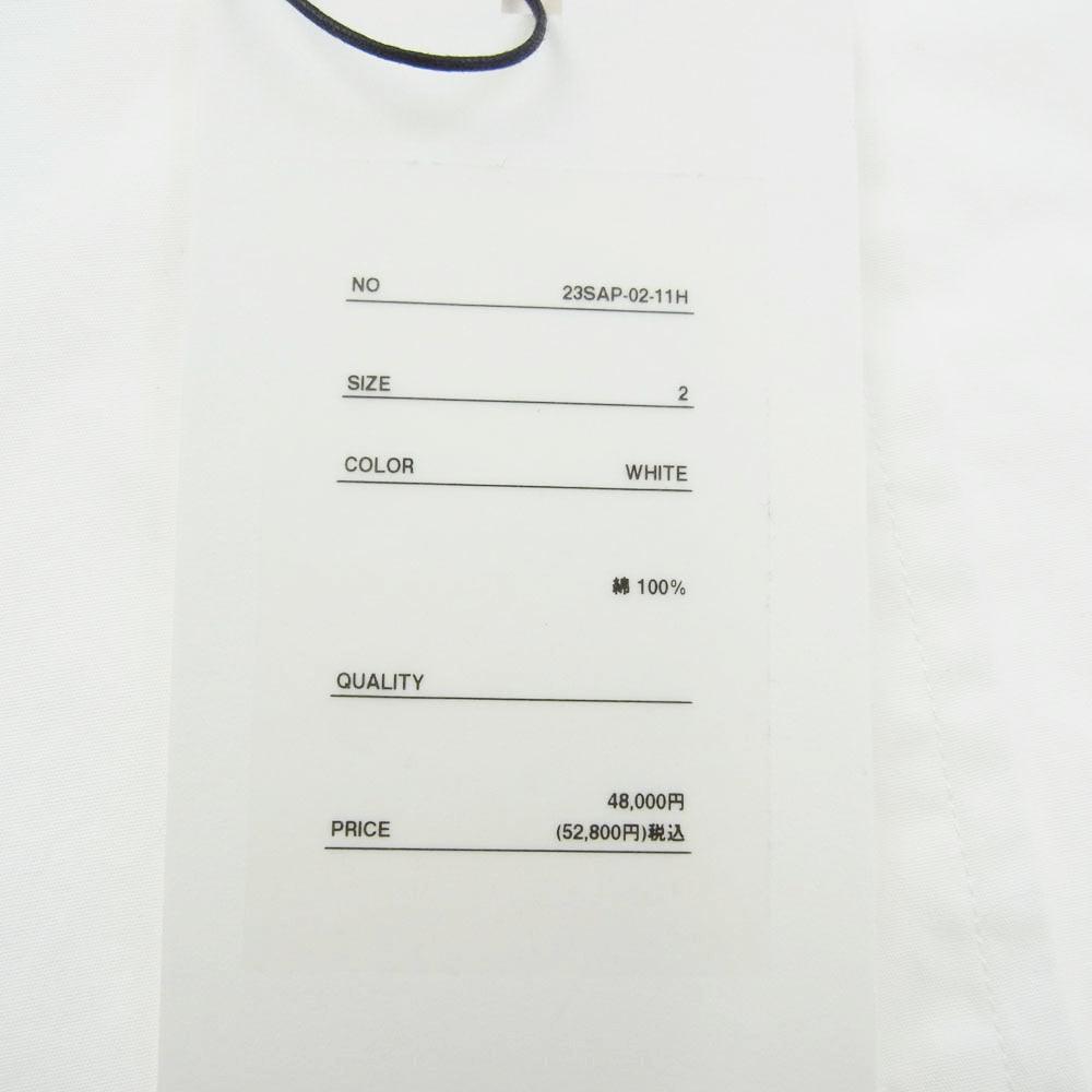 A.PRESSE アプレッセ 23SS 23SAP-02-11H REGULAR COLLAR SHIRT レギュラーカラー 長袖 シャツ ホワイト系 2【新古品】【未使用】【中古】