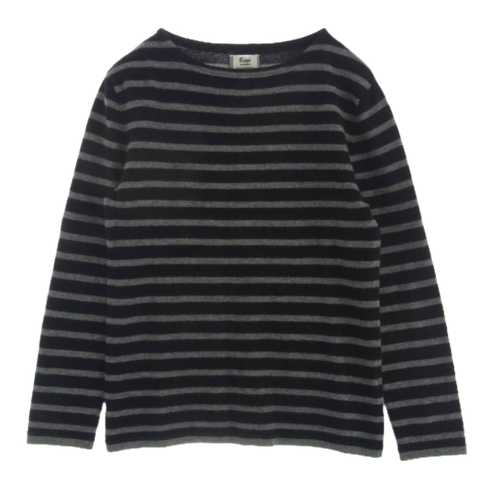 Rags McGREGOR ラグスマックレガー 211735601 カシミヤ 100％ ボーダー ニット セーター ブラック系 グレー系 S【中古】
