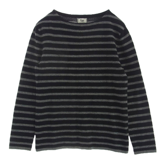 Rags McGREGOR ラグスマックレガー 211735601 カシミヤ 100％ ボーダー ニット セーター ブラック系 グレー系 S【中古】
