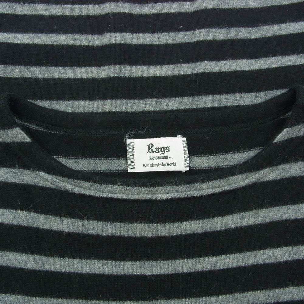Rags McGREGOR ラグスマックレガー 211735601 カシミヤ 100％ ボーダー ニット セーター ブラック系 グレー系 S【中古】