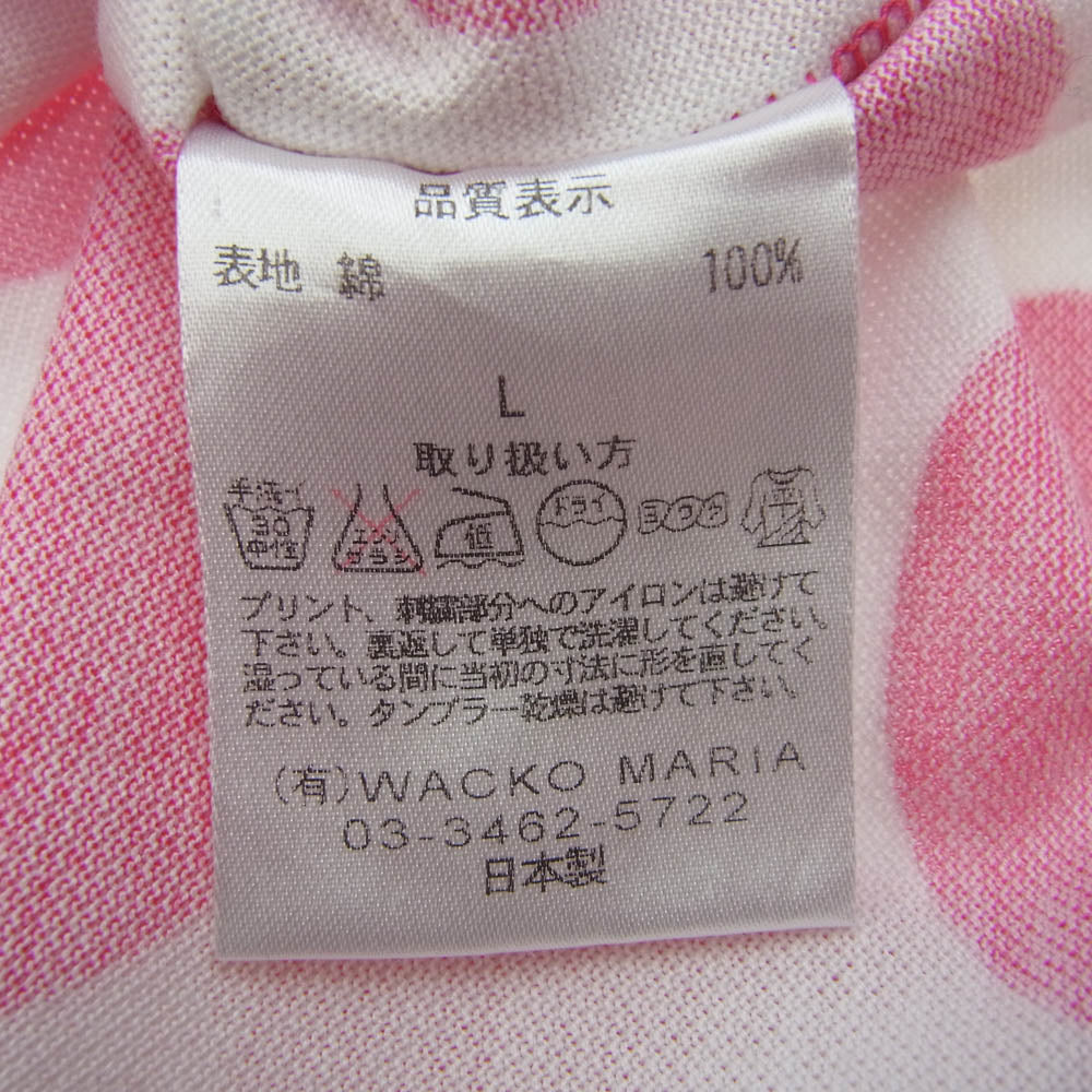 WACKO MARIA ワコマリア THE GUILTY PARTIES ドット柄 水玉 フロッキープリント 半袖 ポロシャツ ピンク系 ホワイト系 L【中古】