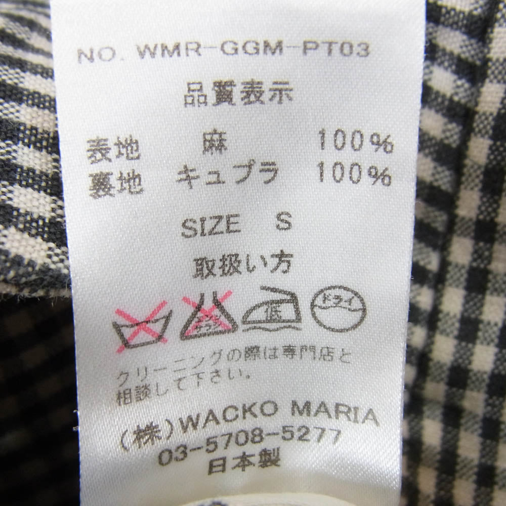 WACKO MARIA ワコマリア 12SS WMR-GGM-PT03 ギンガム チェック リネン ショート パンツ ショーツ ブラック系 S【中古】