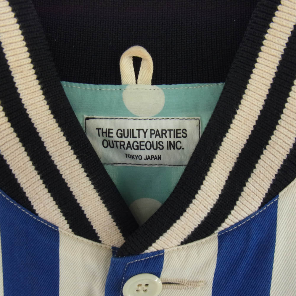 WACKO MARIA ワコマリア 13SS 13SS-OUT-08 GUILTYPARTIES ワイド ストライプ ブルゾン ジャケット ホワイト系 ブルー系 S【中古】