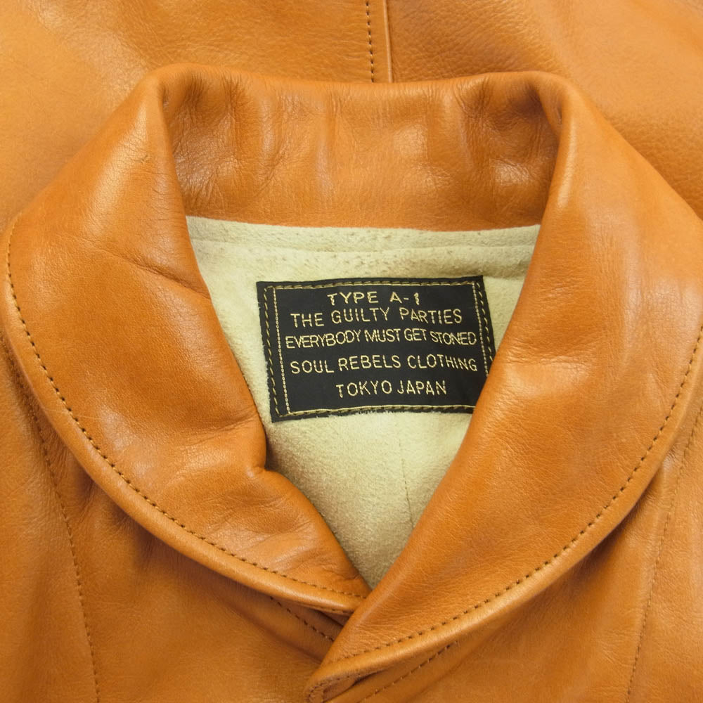 WACKO MARIA ワコマリア 12AW 12AW-LEA-07 GUILTYPARTIES A-1 TYPE LEATHER JACKET レザー ジャケット ライトブラウン系 S【中古】