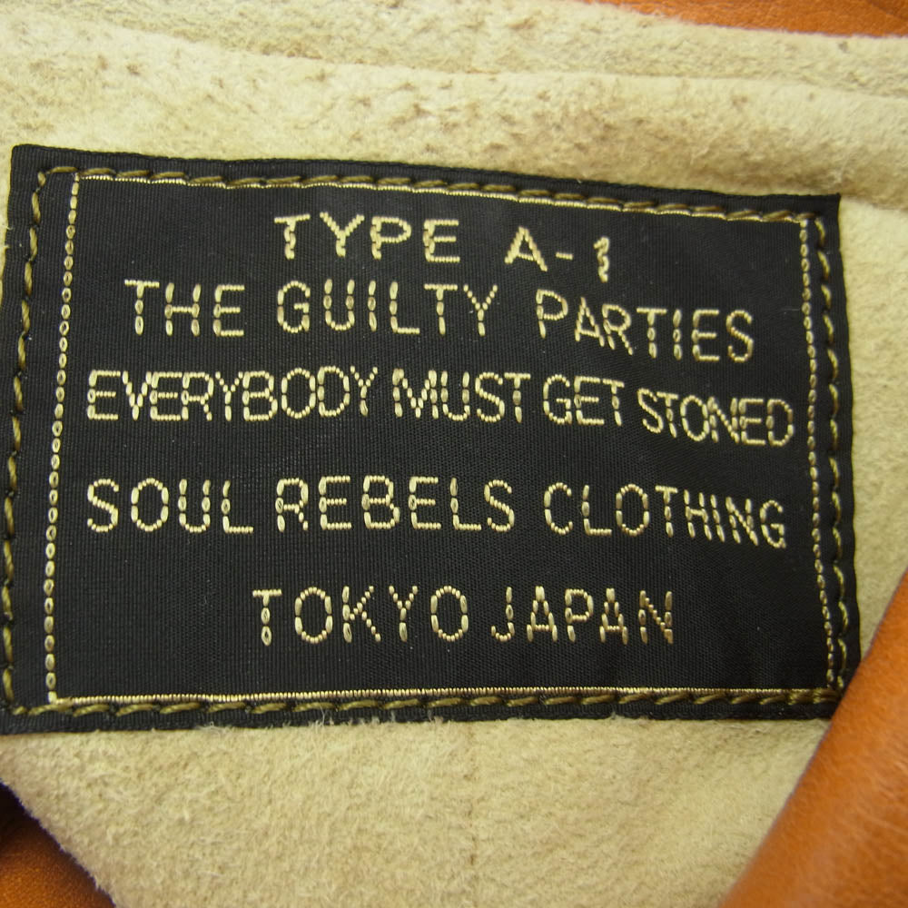 WACKO MARIA ワコマリア 12AW 12AW-LEA-07 GUILTYPARTIES A-1 TYPE LEATHER JACKET レザー ジャケット ライトブラウン系 S【中古】