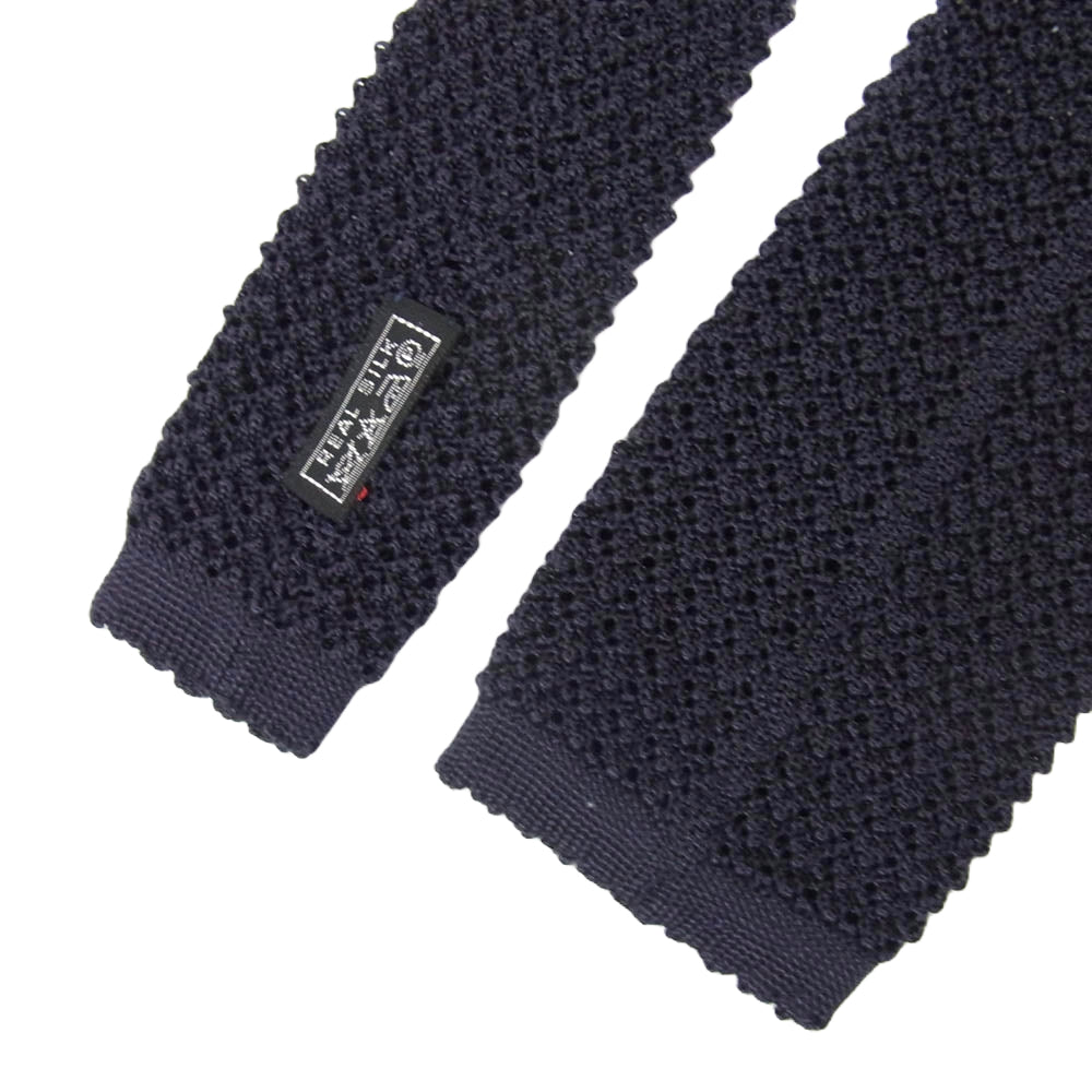 HERMES エルメス シルク ニット ネクタイ ネイビー系【中古】