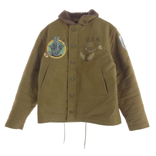 TOY'S McCOY トイズマッコイ N-1 TYPE デッキ ジャケット ロードランナー ワッペン カーキ系 40【中古】