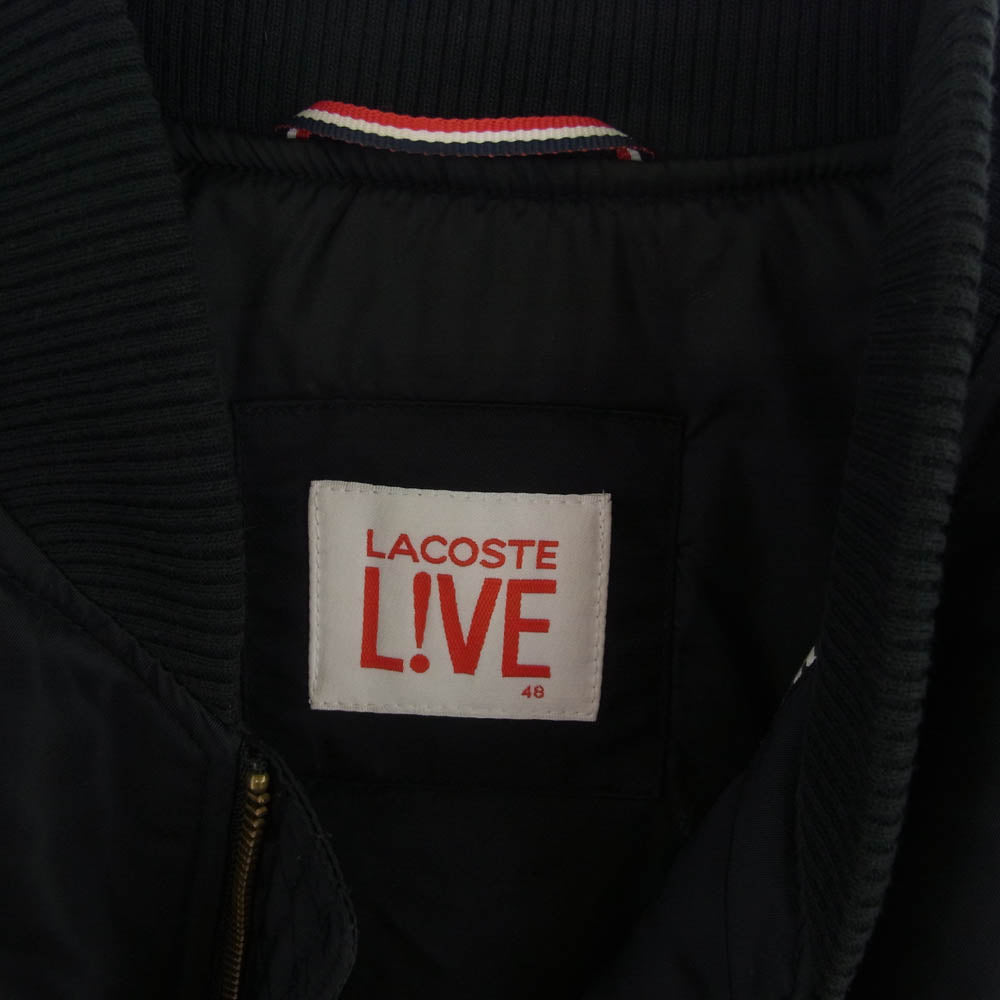 LACOSTE ラコステ L!VE ライブ MA-1 フライト ジャケット ブルゾン ブラック系 48【中古】