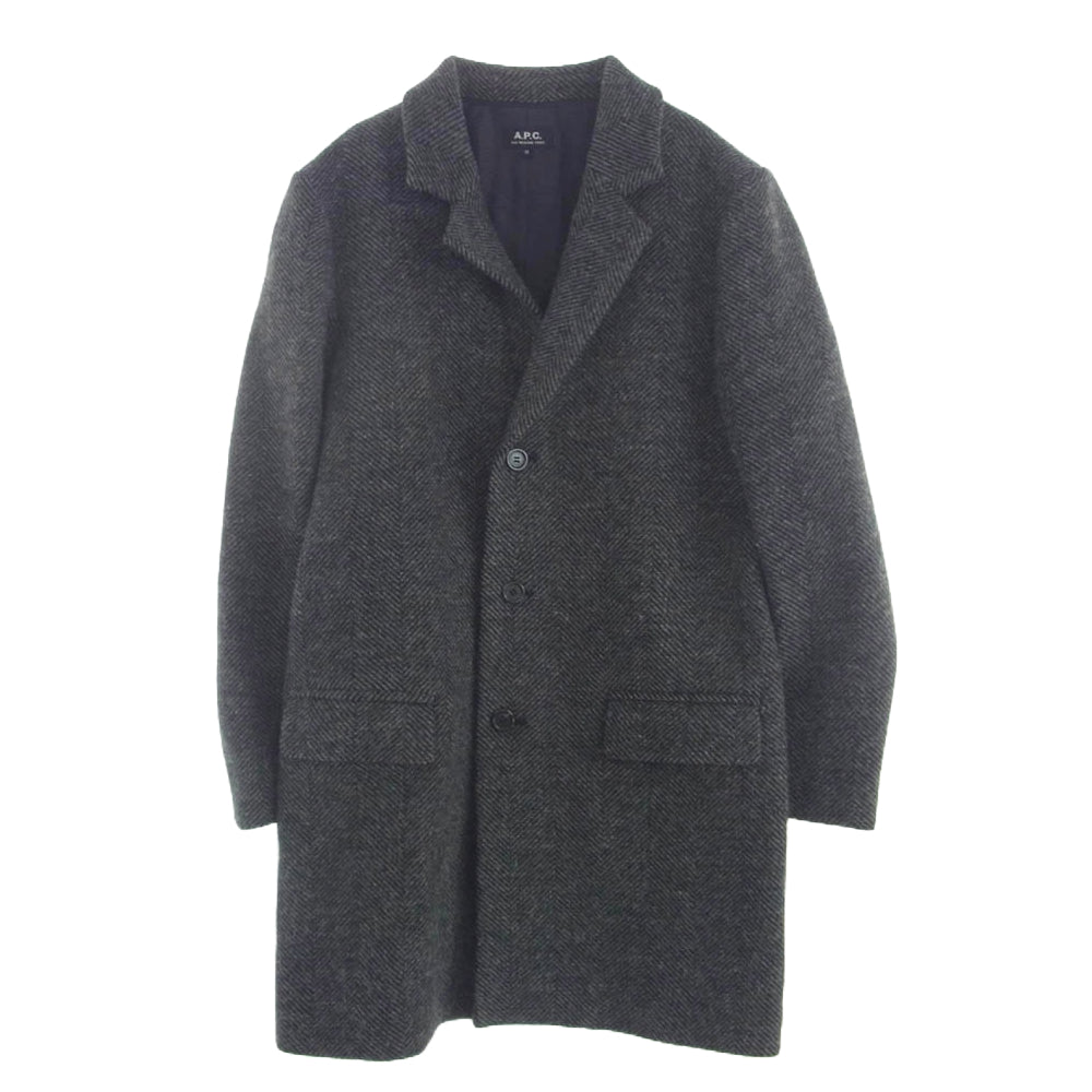 A.P.C. アーペーセー FOX BROTHERS フォックスブラザーズ ヘリンボーン ロング コート グレー系 M【中古】