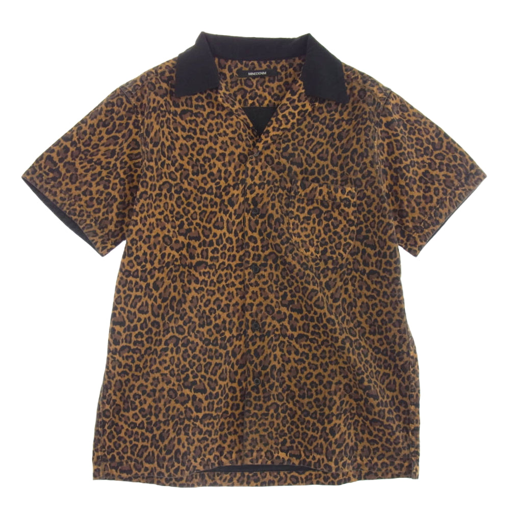 MINEDENIM マインデニム 2004-5001-67-022 Leopard S/S Open Collar SH レオパード プリント 半袖 オープン シャツ ブラック系 ブラウン系 2【中古】