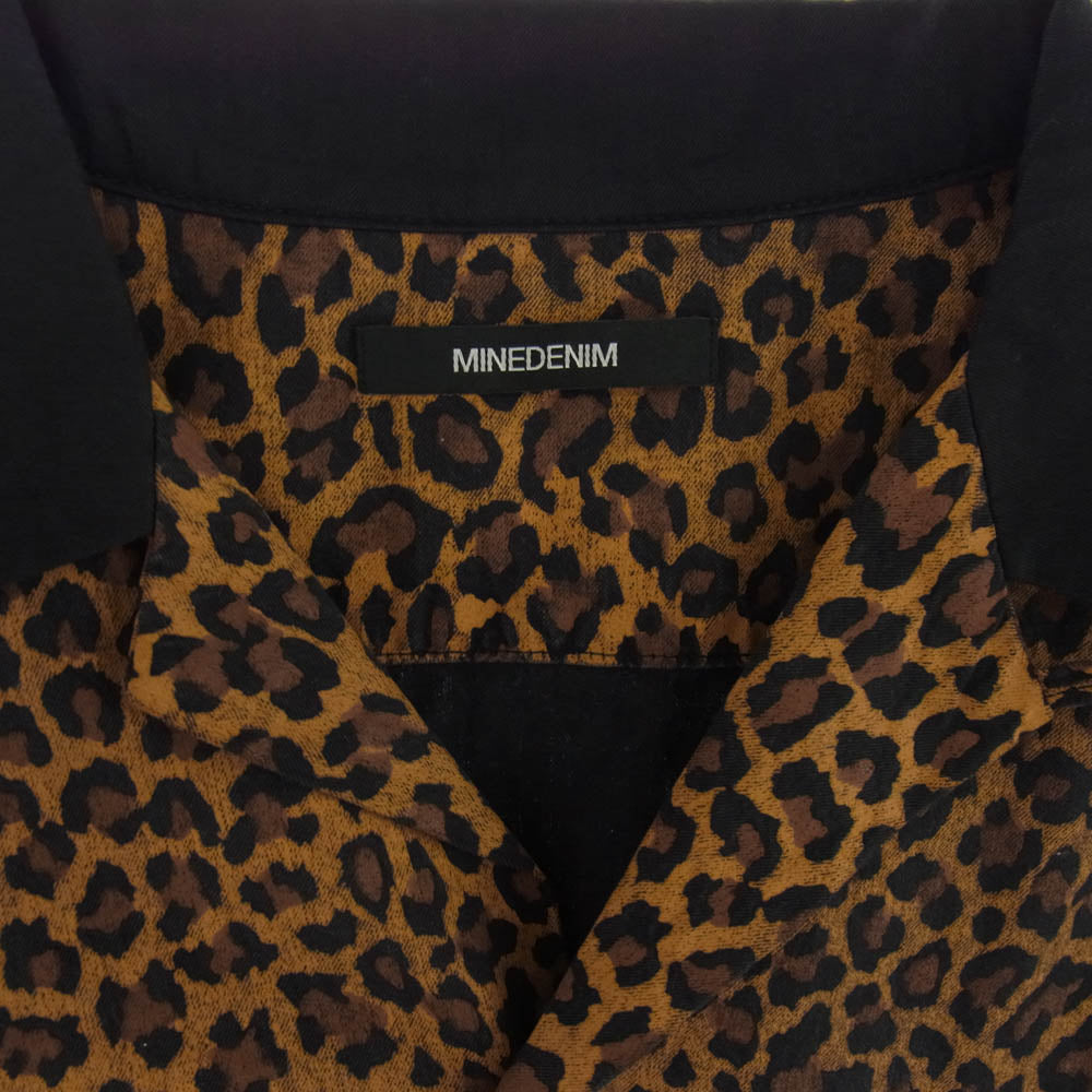MINEDENIM マインデニム 2004-5001-67-022 Leopard S/S Open Collar SH レオパード プリント 半袖 オープン シャツ ブラック系 ブラウン系 2【中古】