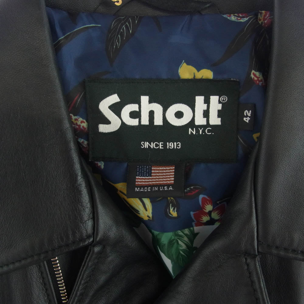SOPHNET. ソフネット SOPH-190051 × schott ショット シープスキン ダブル ライダース ジャケット ブラック系 マルチカラー系 42【中古】